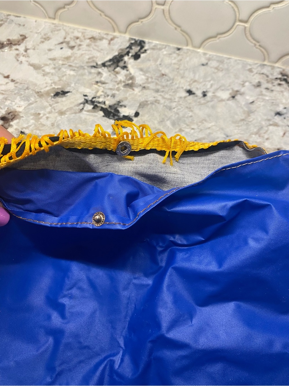 AstroWorld Souvenir Fringe Throw Pillow Cover - Royal Blue with Yellow Trim - Picture 4 of 4